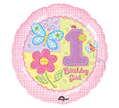 1st Birthday Girl Butterfly & Flower Mylar Balloon